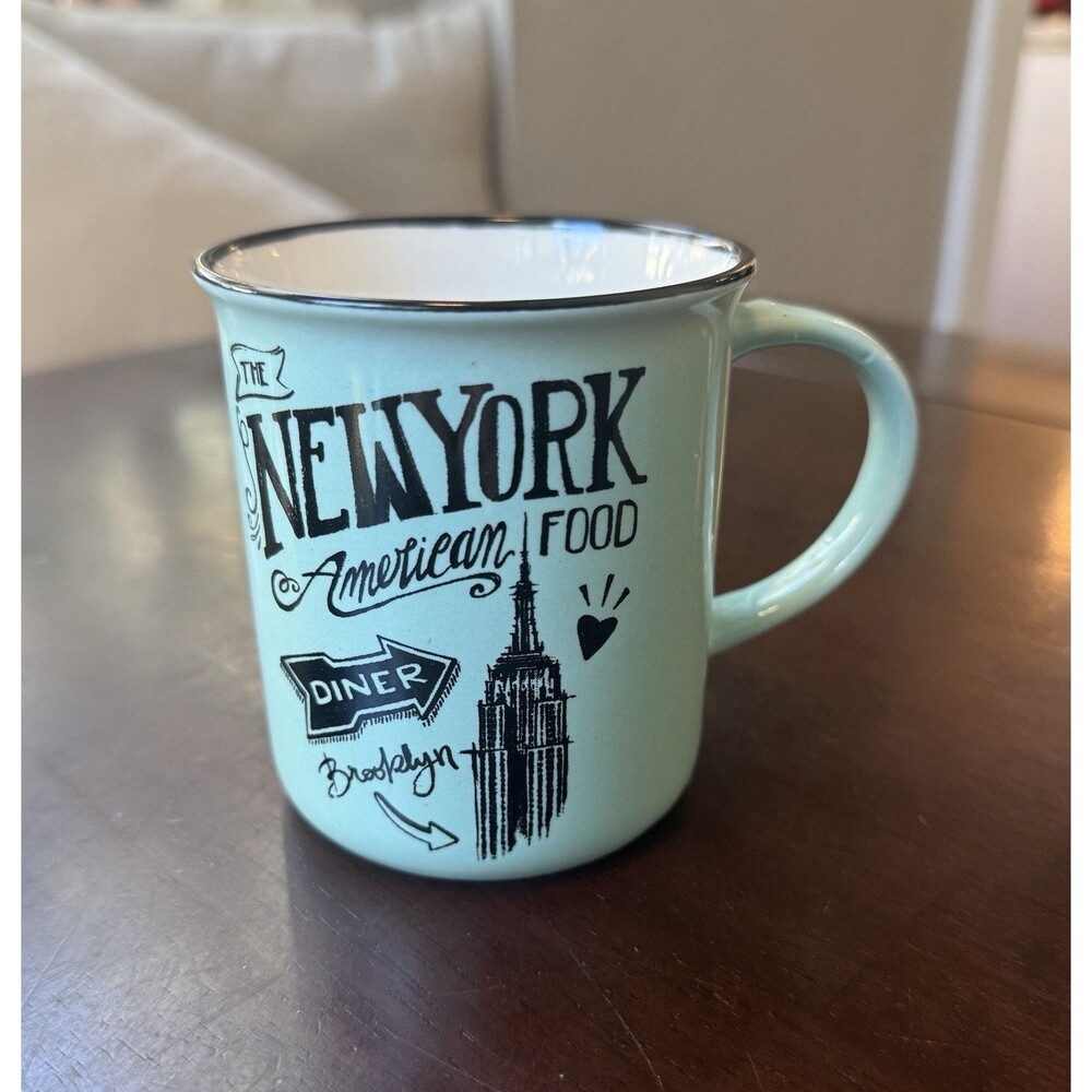 Vintage The New York American Food Diner Brooklyn Mug Mint Green, Nice!